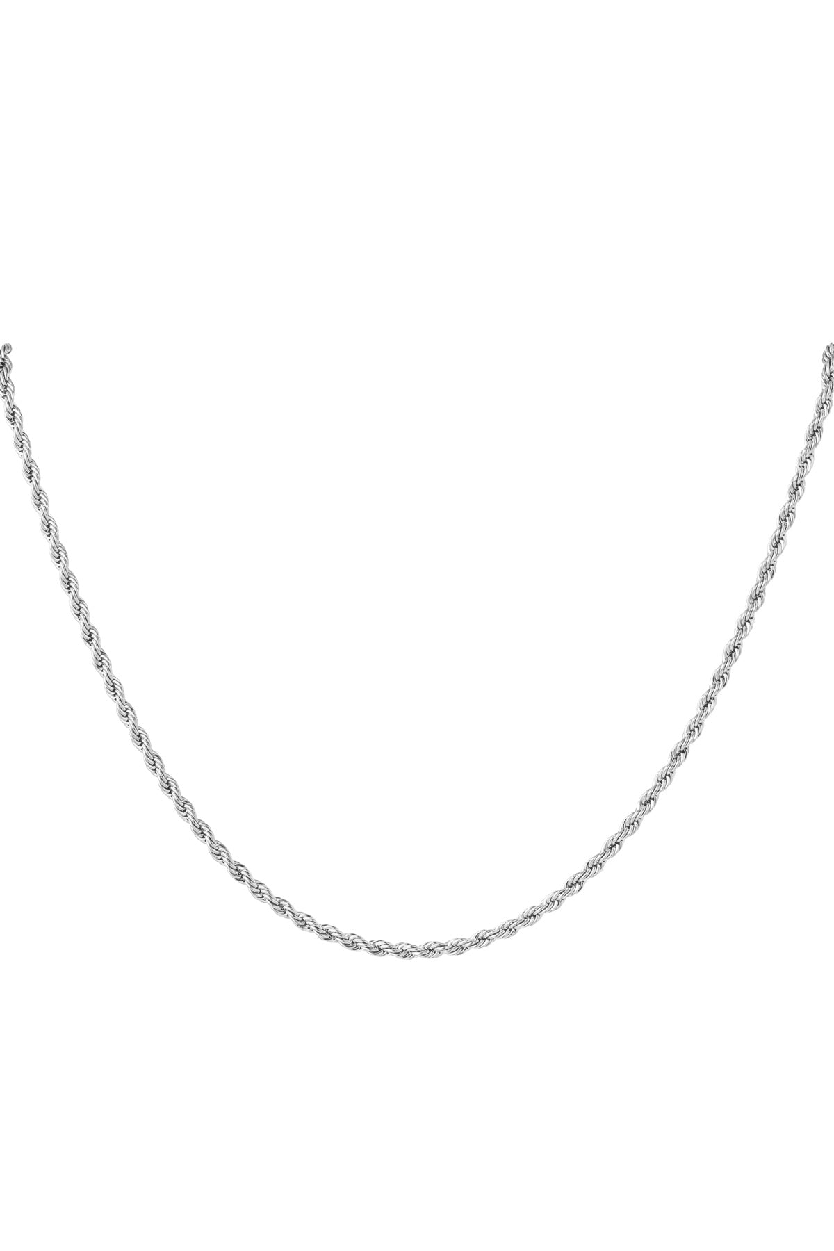 Unisex Gedraaide Ketting, Stainless Steel, Zilver kleur