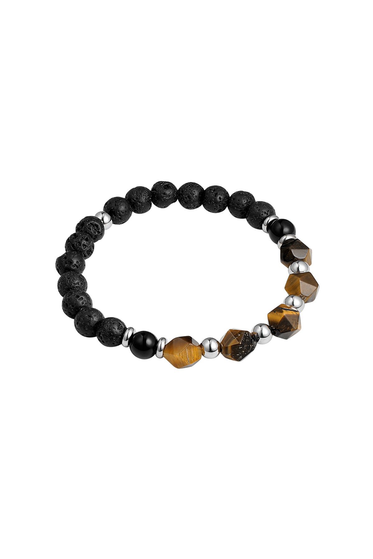 Heren Armband met Kralen, Zwart en Bruin