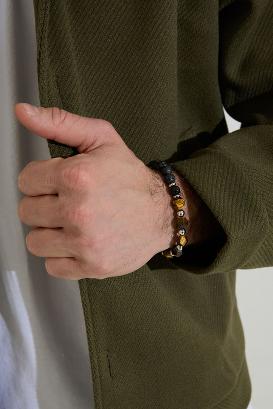 Heren Armband met Kralen, Zwart en Bruin