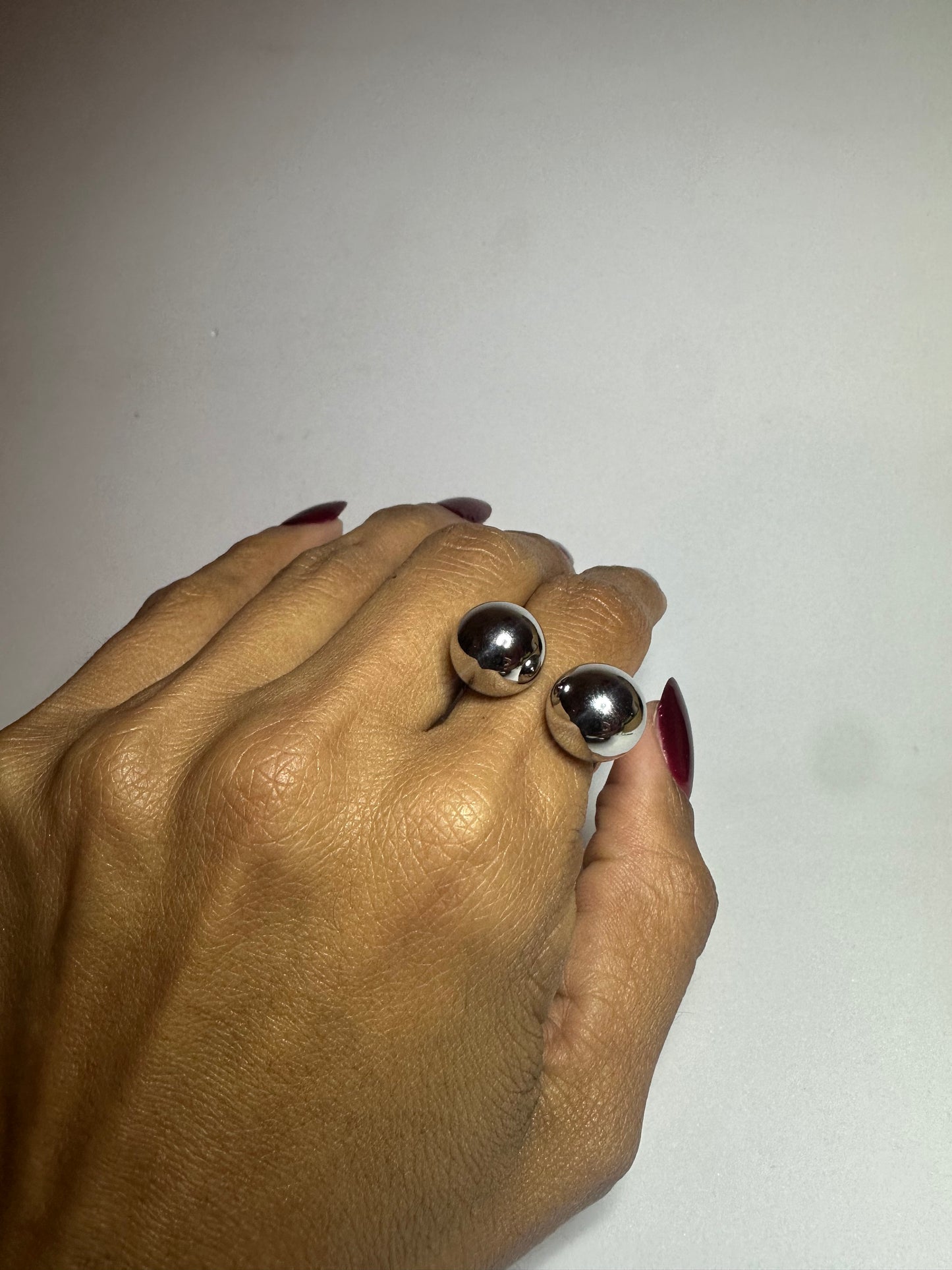 Silver Bolitas adjustable ring