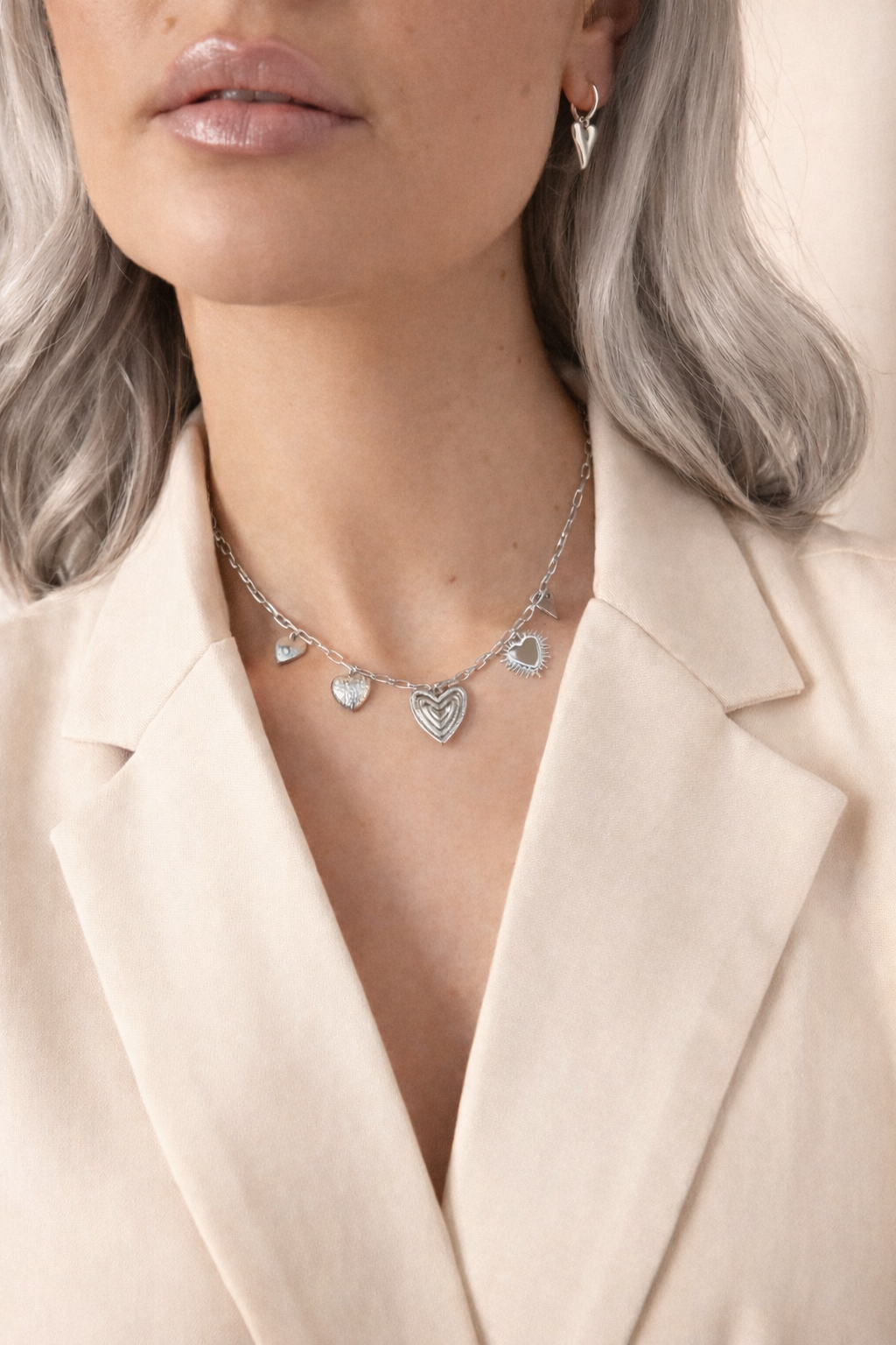 Hearts for the Win Bedelketting, Stainless Steel, Goud en Zilver kleur
