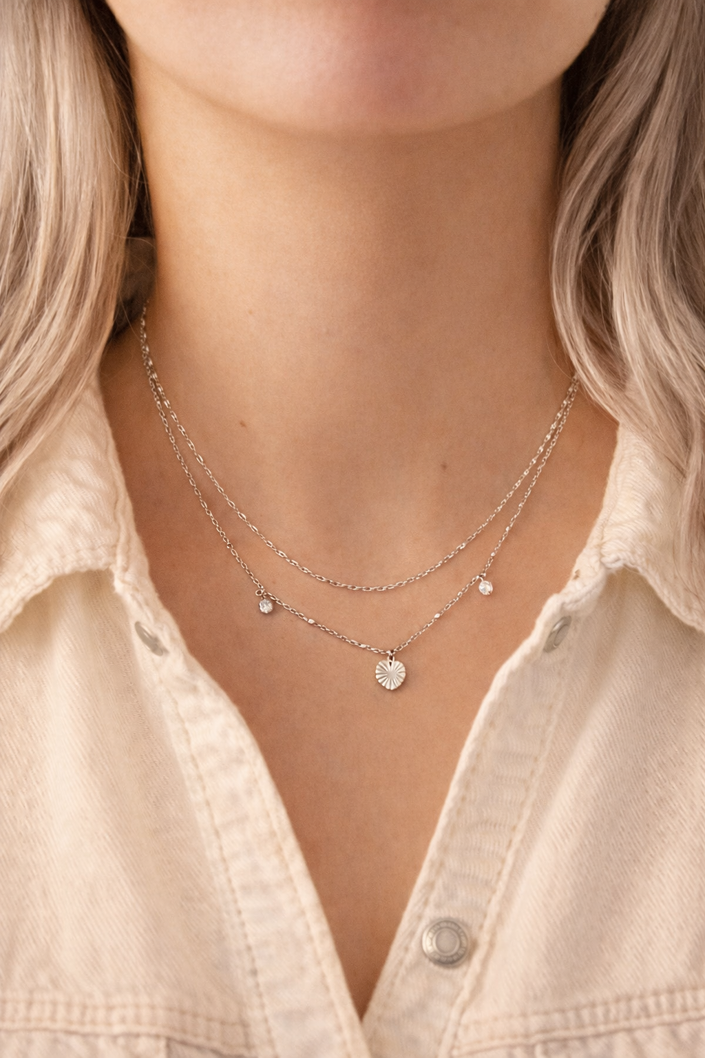 Dubble Chain Heart Necklace
