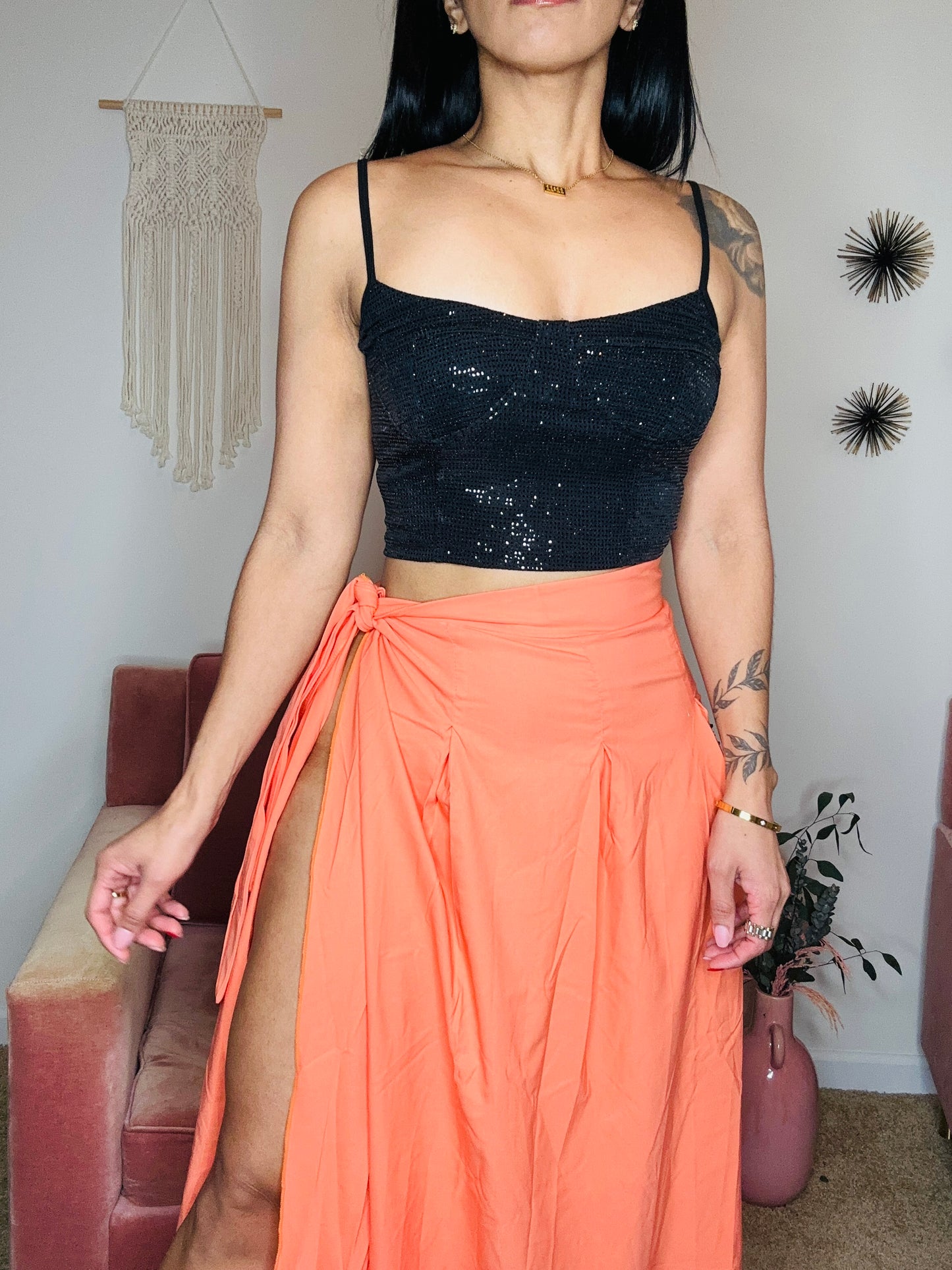 Orange Wrap around skirt