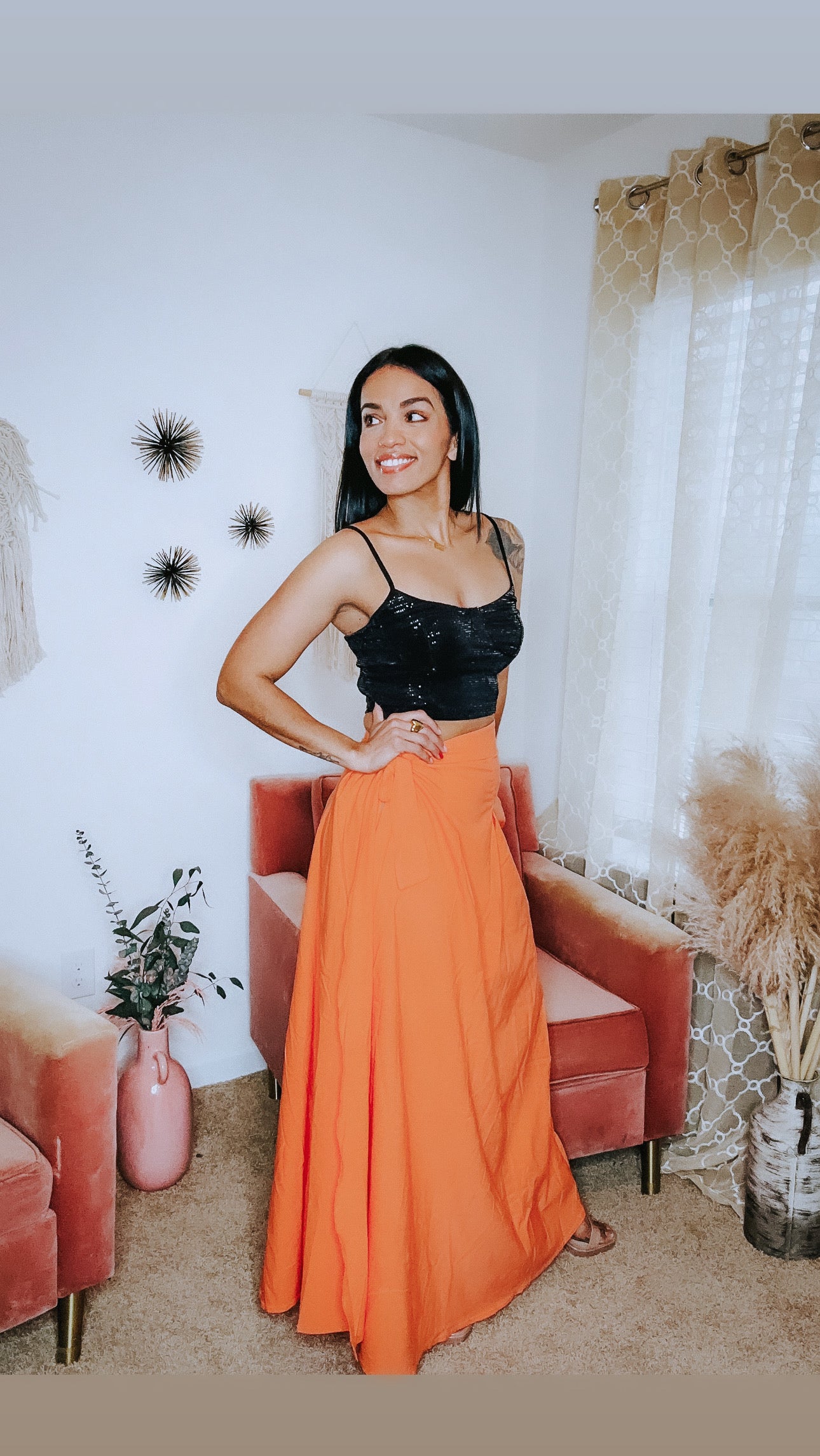 Orange Wrap around skirt