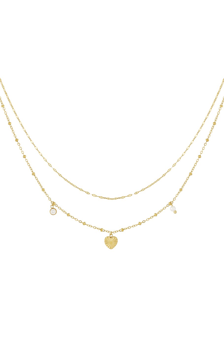 Ketting met hartje, parel en diamantje, perfect om liefde en stijl te combineren in één sieraad