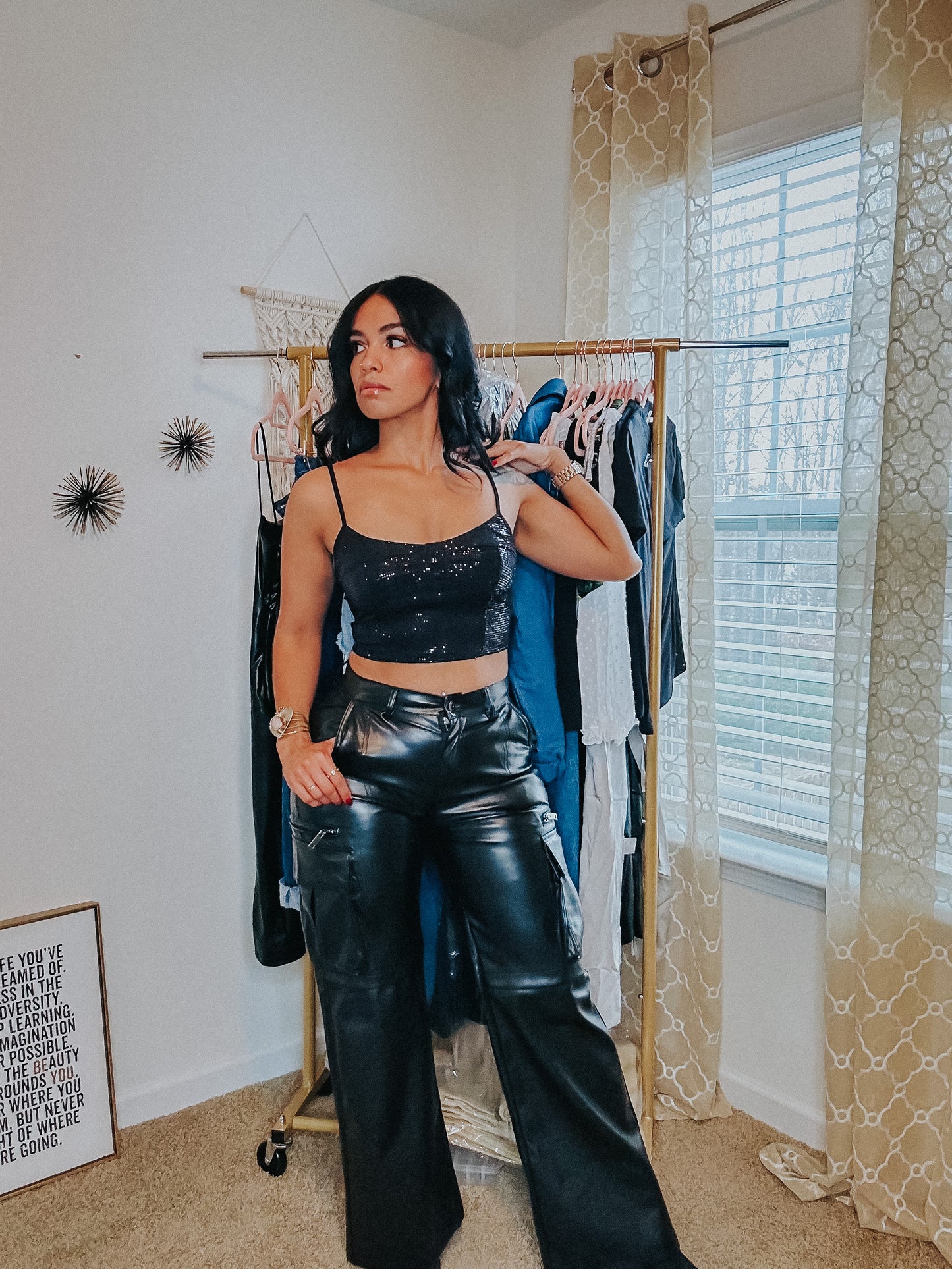 Leather Cargo Wide Leg pants